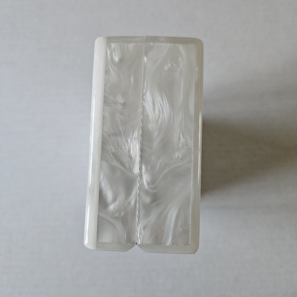 Edie Parker White Pearlescent Mrs. Bridal Slim Jean Box Clutch - Picture 9 of 16